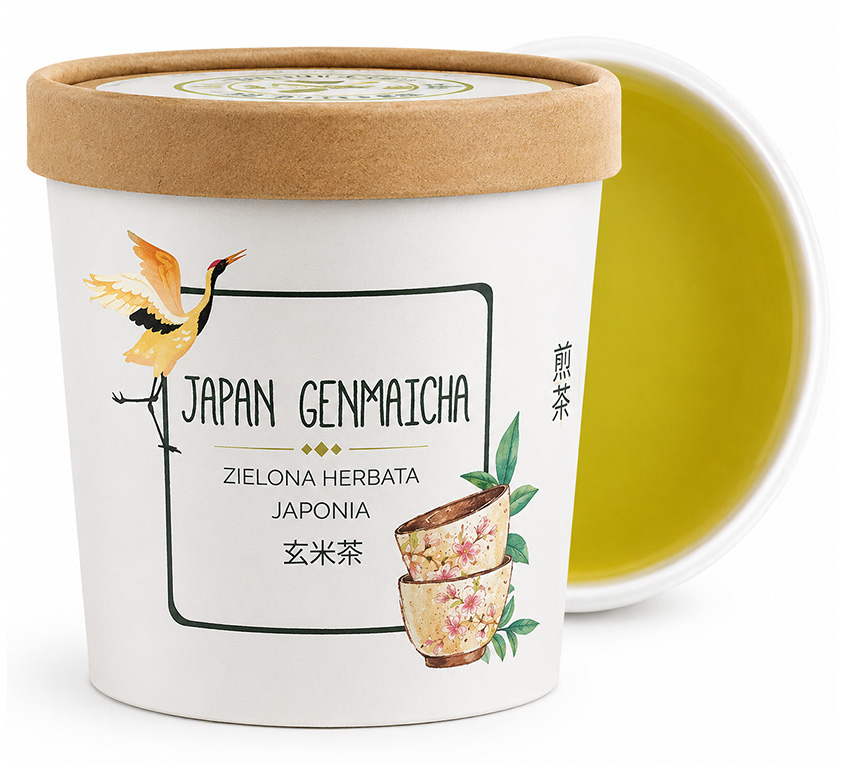 Japan Genmaicha Leo Tea w kubku prezentowym